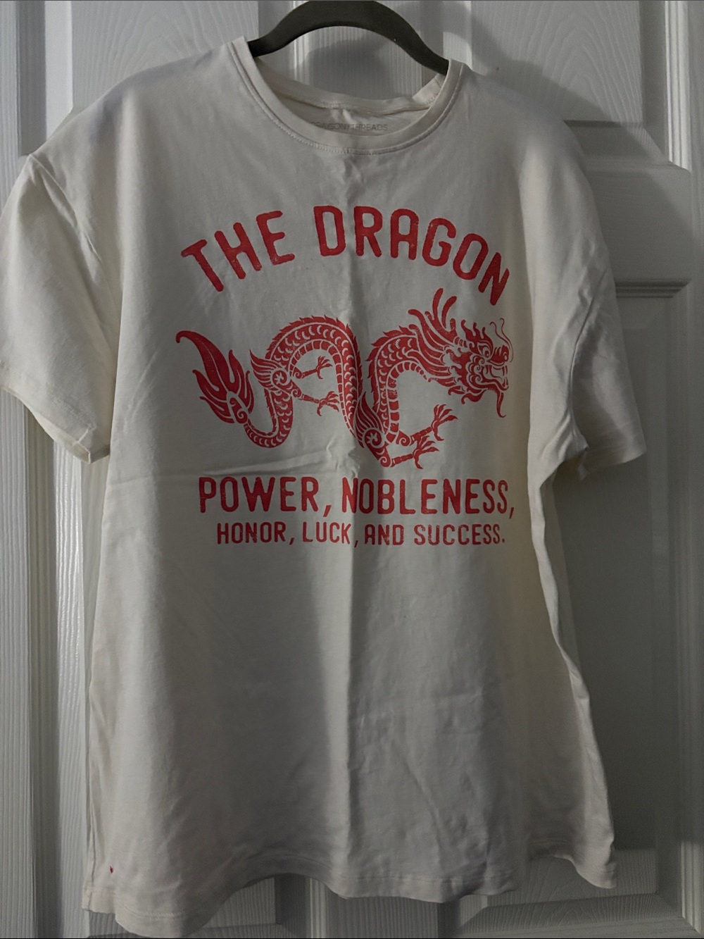 Grayson Threads White Tee with Red Dragon Graphic
